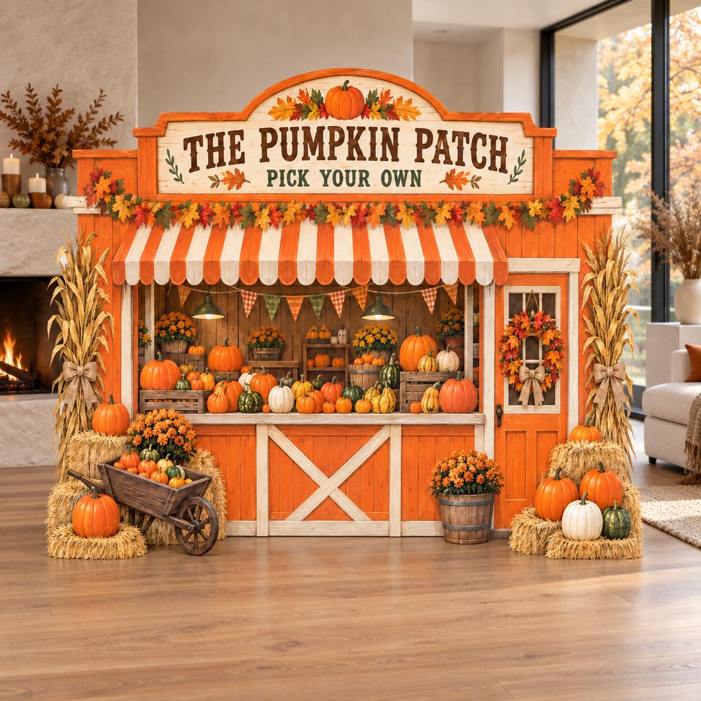 Orange Farm Stand Pumpkin Patch Backdrop