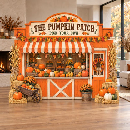 Orange Farm Stand Pumpkin Patch Backdrop