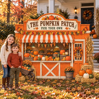 Orange Farm Stand Pumpkin Patch Backdrop
