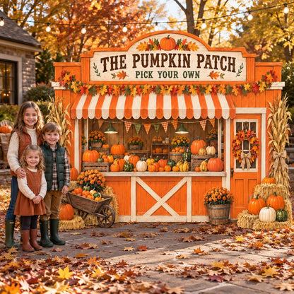Orange Farm Stand Pumpkin Patch Backdrop