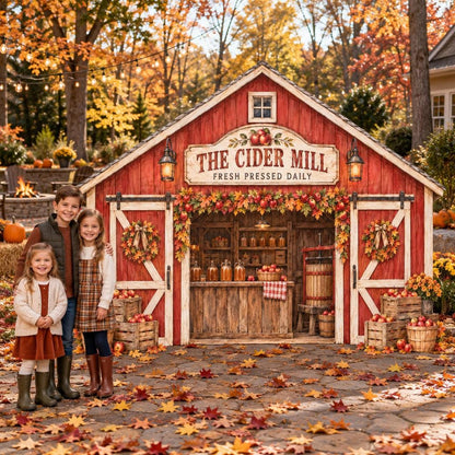 Red Barn Autumn Cider Mill Backdrop