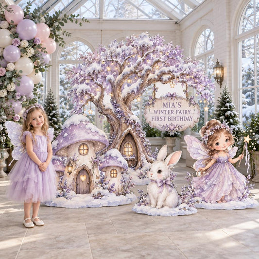 Snowy Lilac Winter Fairy Tree Cutouts