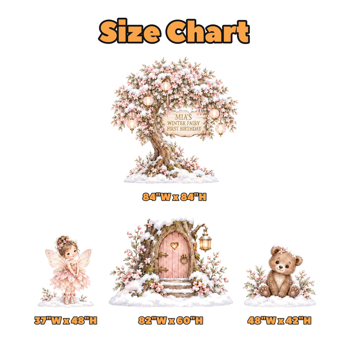 Snowy Lilac Winter Fairy Tree Cutouts