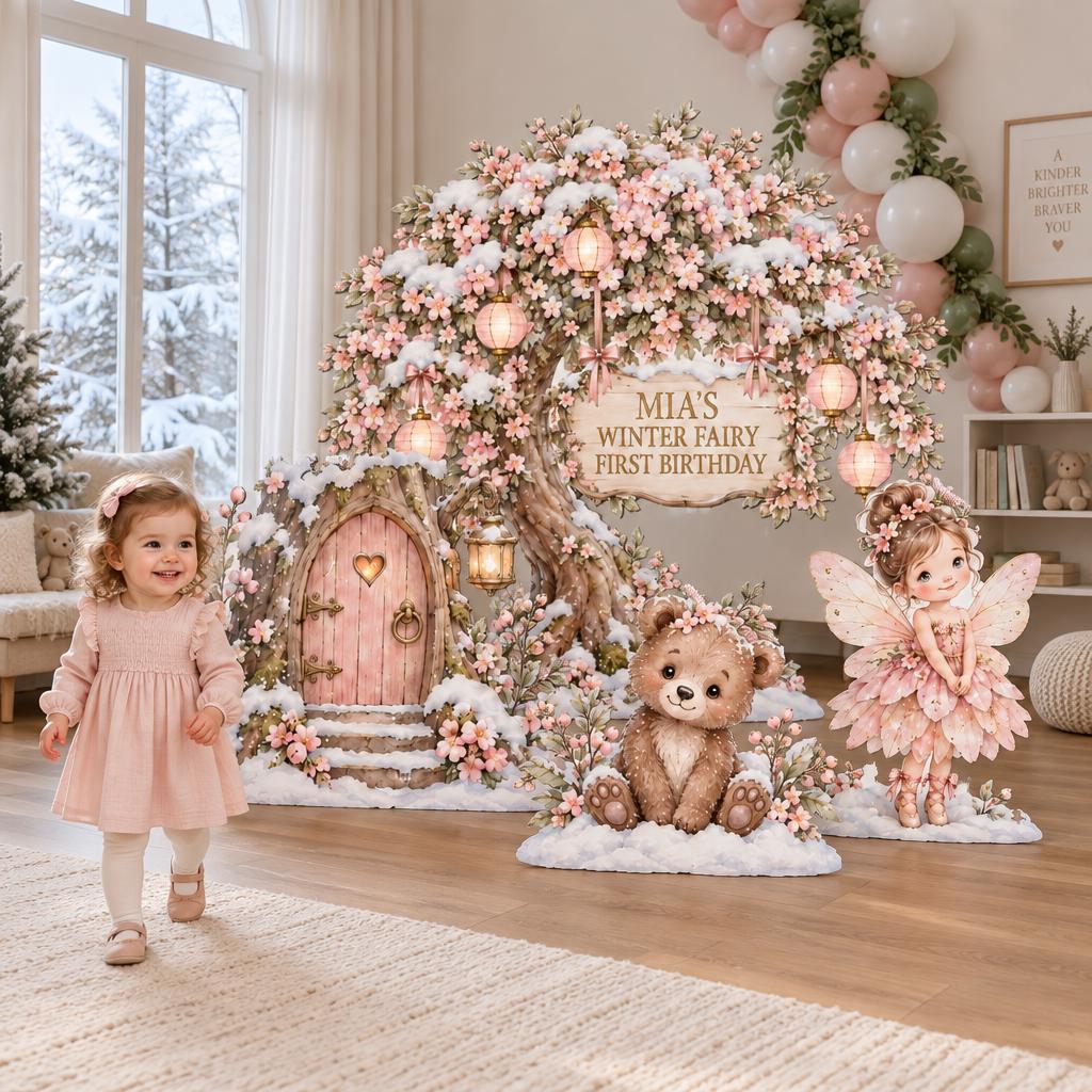Snowy Lilac Winter Fairy Tree Cutouts