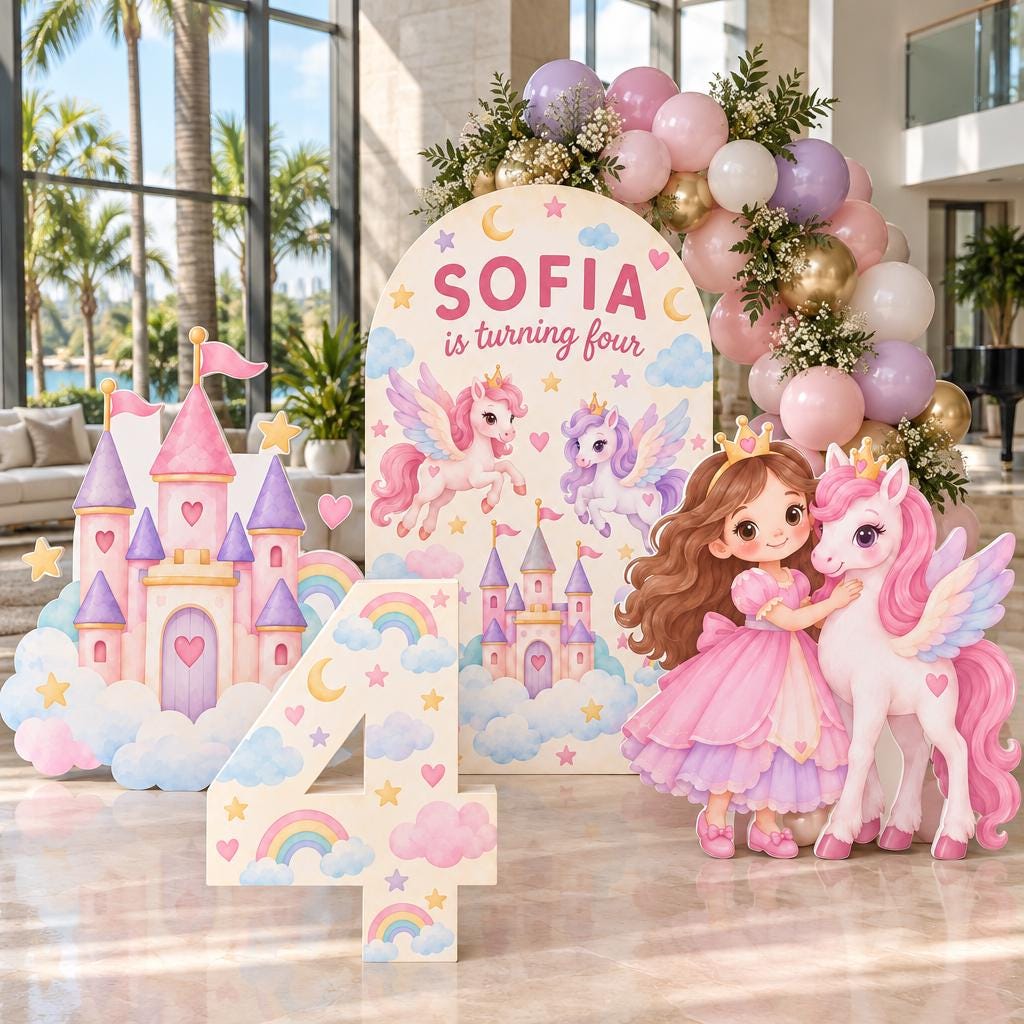 Pastel Unicorn Princess Castle Arch Set