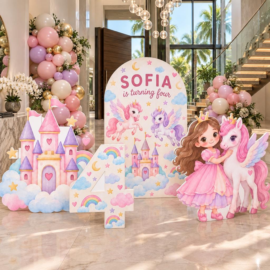 Pastel Unicorn Princess Castle Arch Set