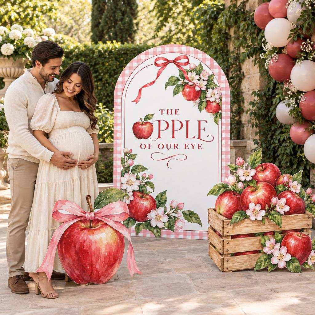 Pink Gingham Apple Baby Shower Arch Set