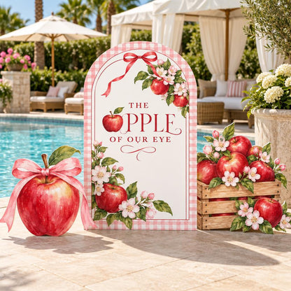 Pink Gingham Apple Baby Shower Arch Set
