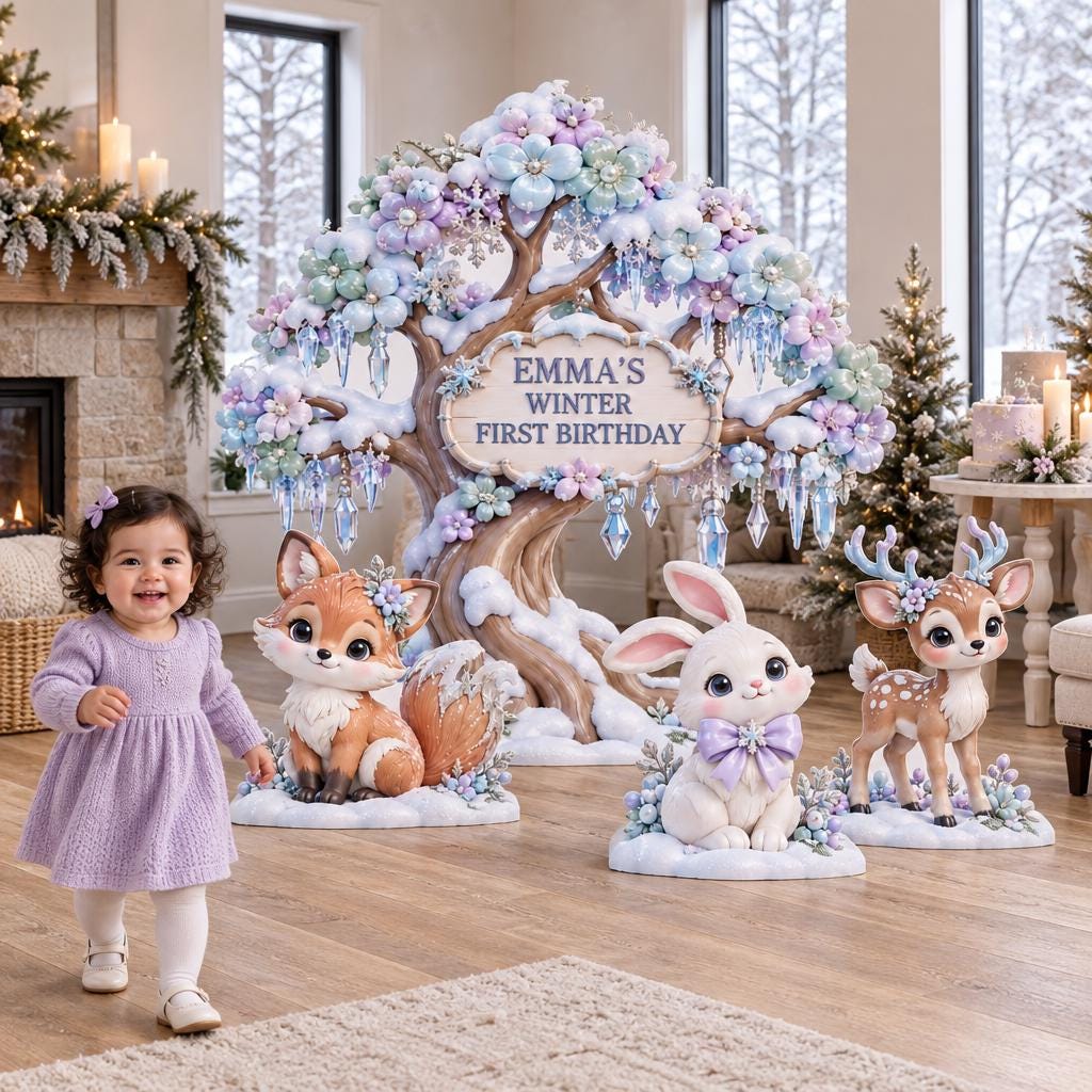 Pastel Blossom Winter Tree Backdrop Set