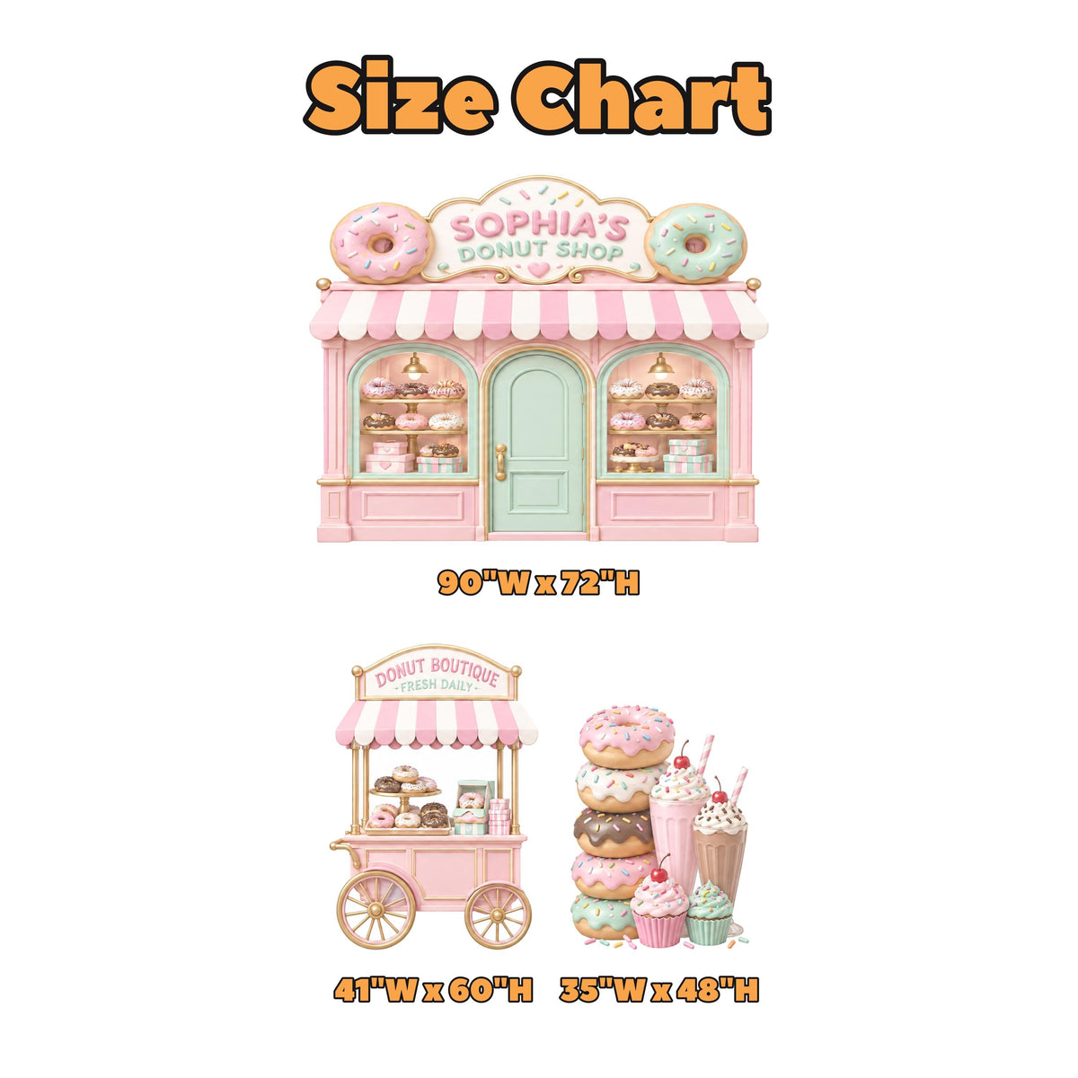 Pink Striped Awning Donut Shop Storefront