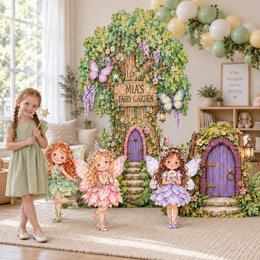 Enchanted Tree Fairy Garden Backdrop Set