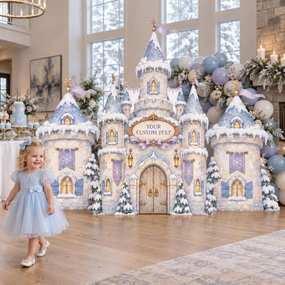 Frosted Blue Winter Castle with Balloons Set