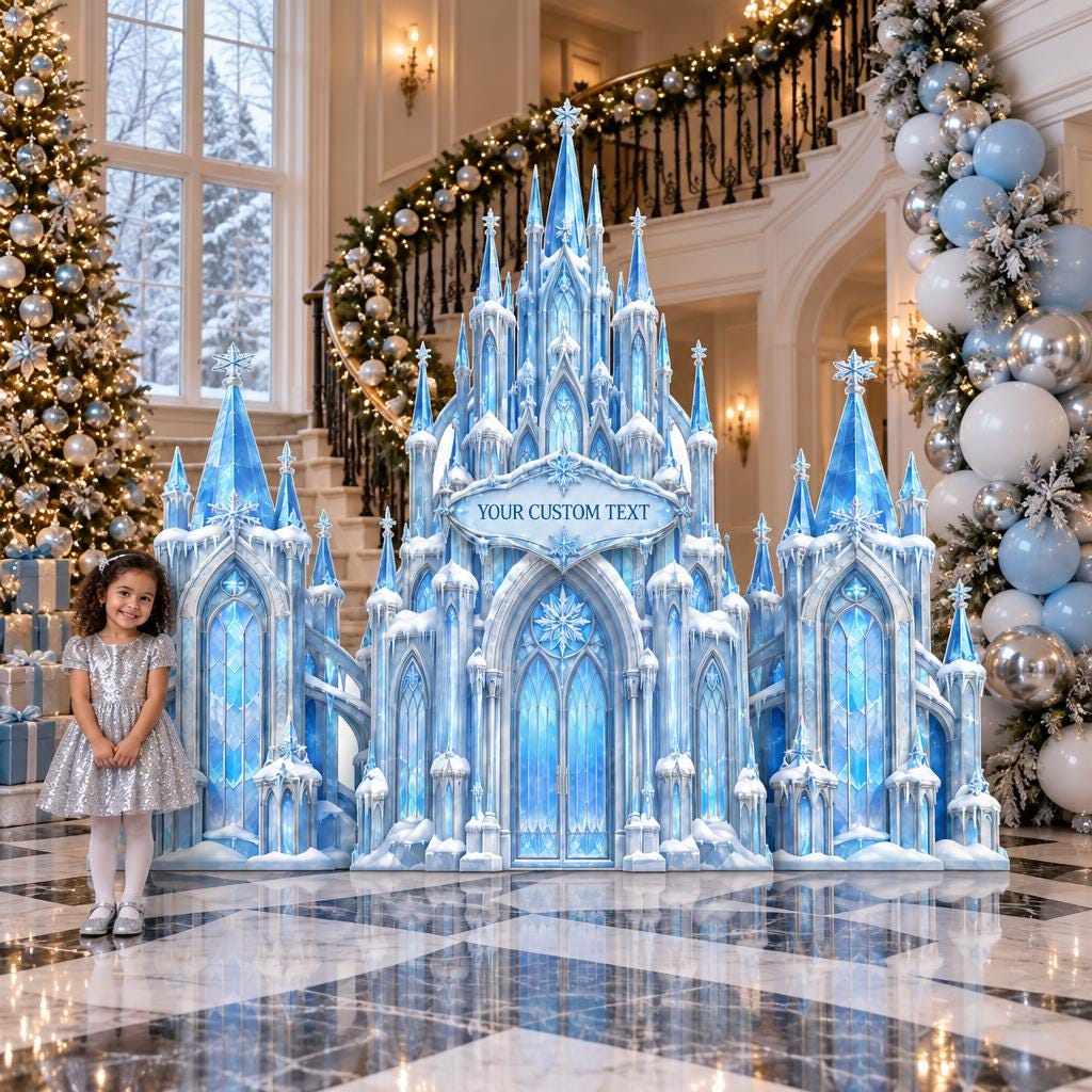 Frosted Blue Winter Castle Backdrop Set