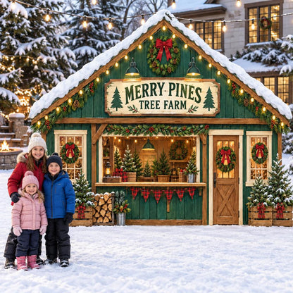 Green Rustic Christmas Tree Farm Storefront