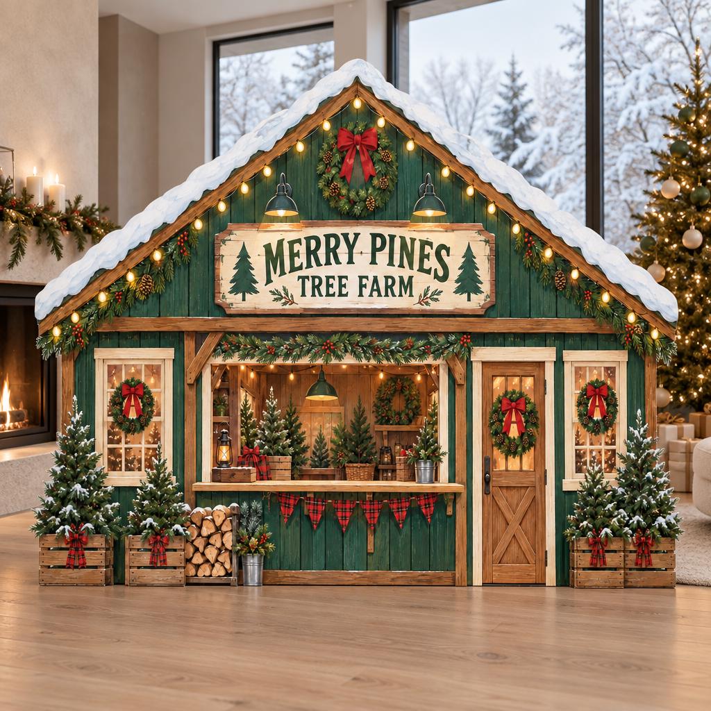 Green Rustic Christmas Tree Farm Storefront