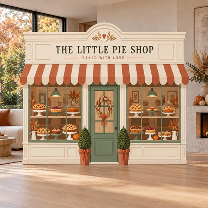 Fall Pie Shop Striped Awning Backdrop