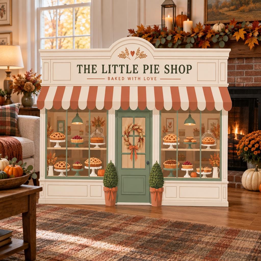 Fall Pie Shop Striped Awning Backdrop