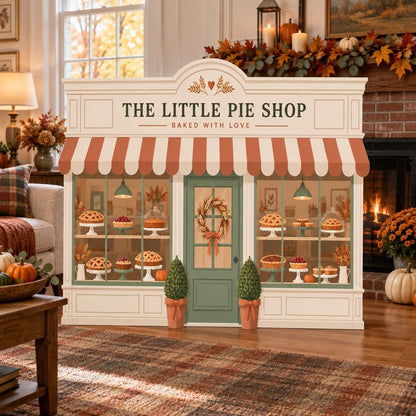 Fall Pie Shop Striped Awning Backdrop