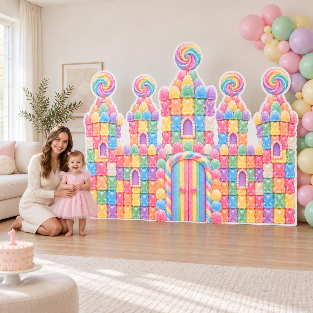 Pastel Cotton Candy Castle Backdrop