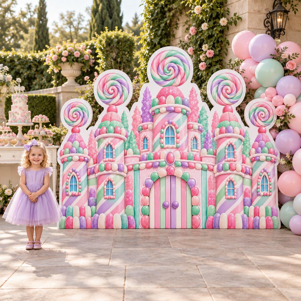 Pastel Cotton Candy Castle Backdrop