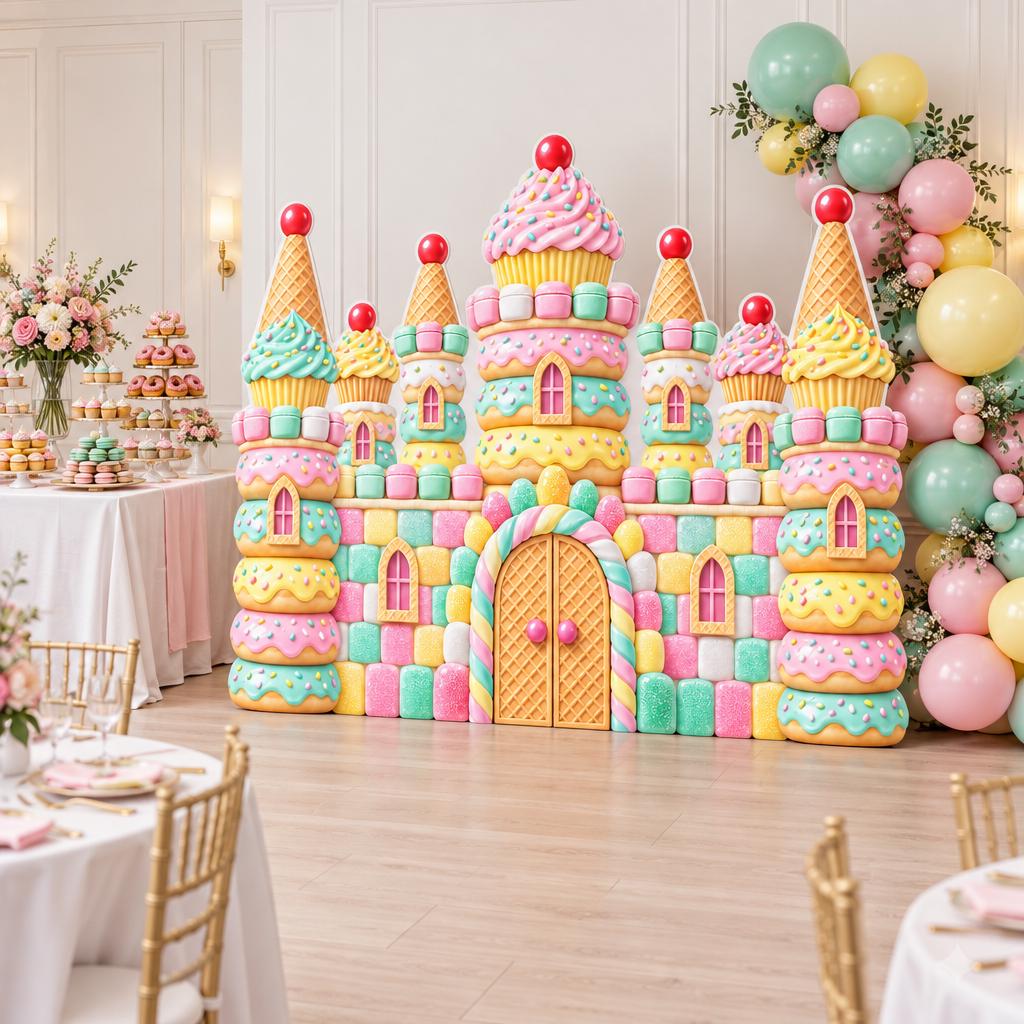 Pastel Cotton Candy Castle Backdrop
