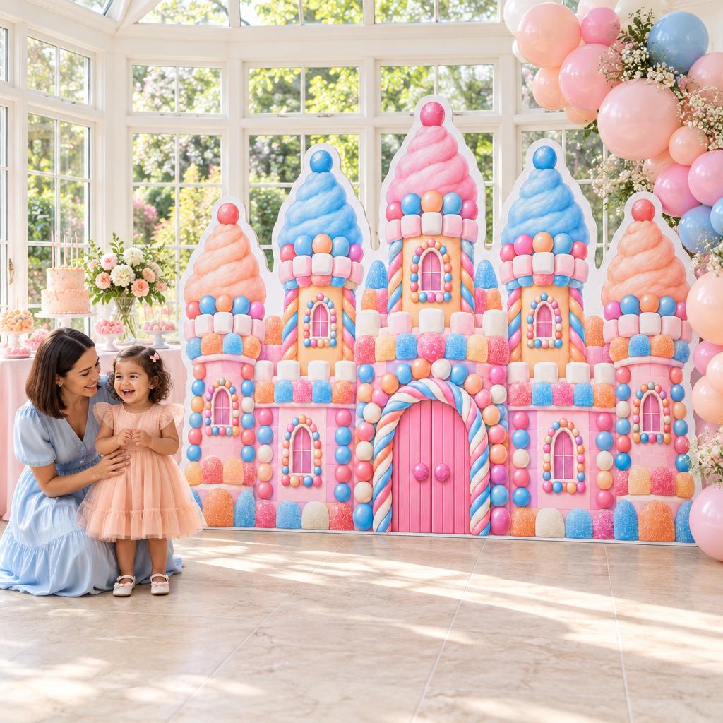 Pastel Cotton Candy Castle Backdrop