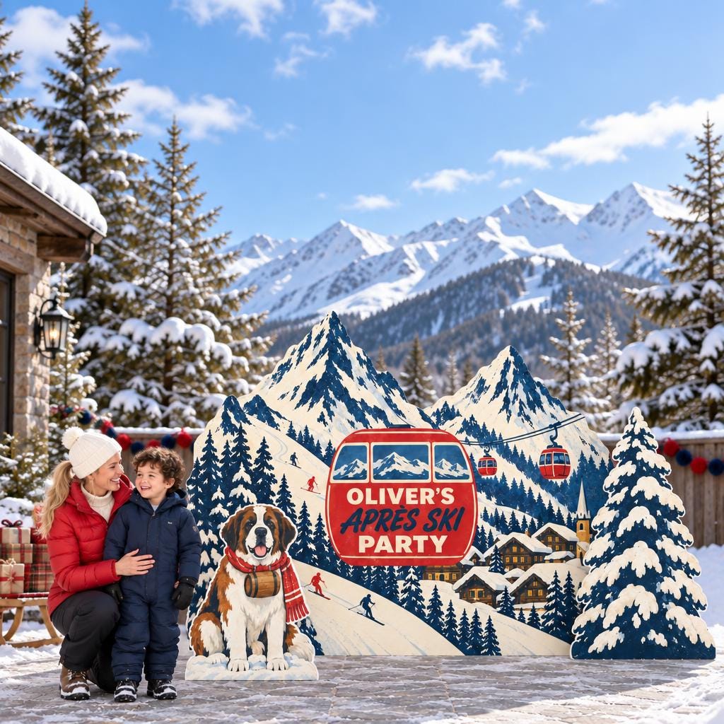 Vintage Alpine Apres Ski Backdrop Set