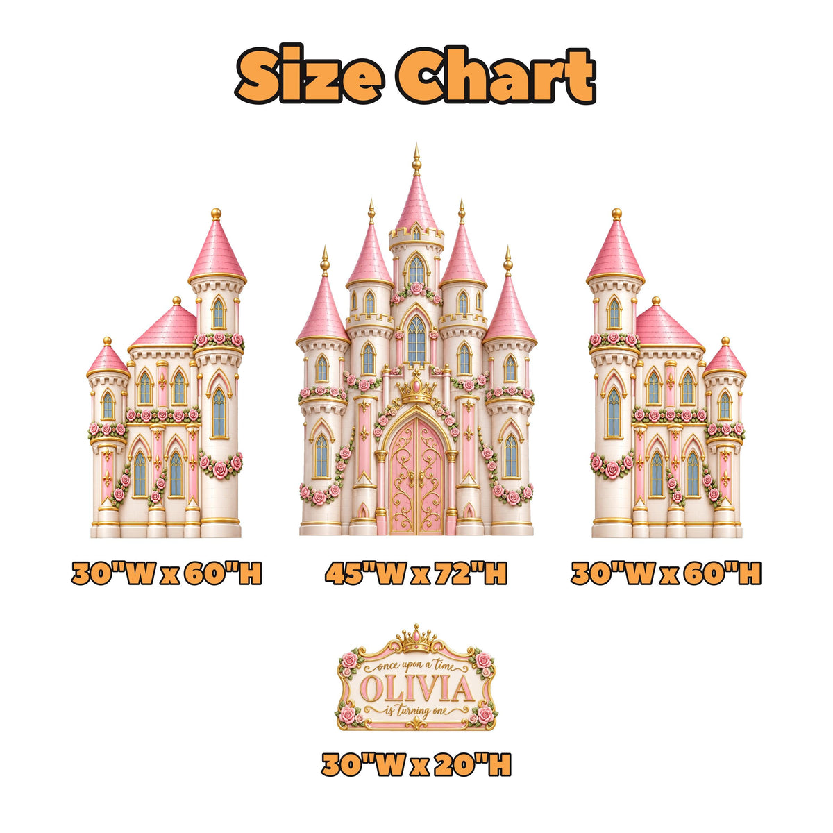 Pink Rose Princess Castle Backdrop Set