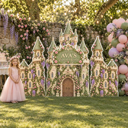 Pink Rose Princess Castle Backdrop Set