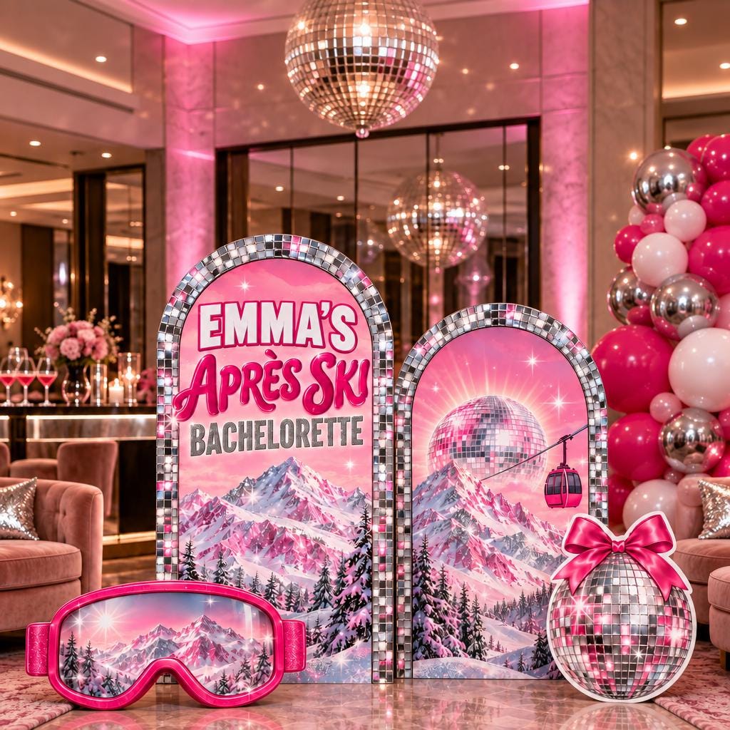 Pink Disco Ball Apres Ski Arch Set
