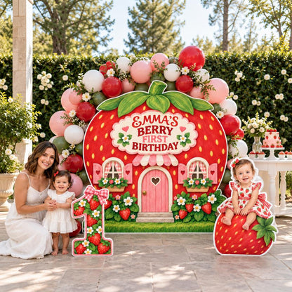 Strawberry House Berry First Backdrop Set