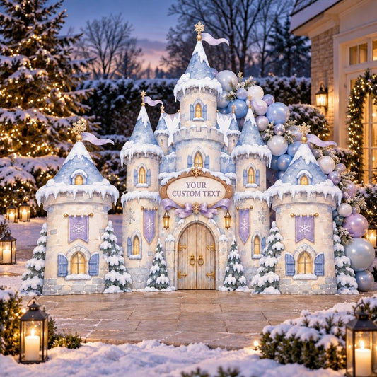 Frosted Blue Winter Castle with Balloons Set