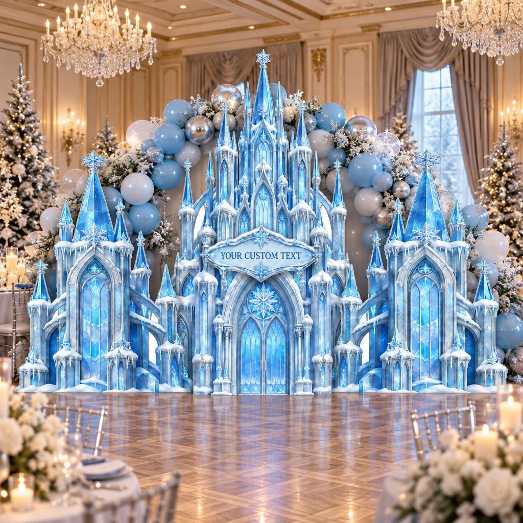 Frosted Blue Winter Castle Backdrop Set