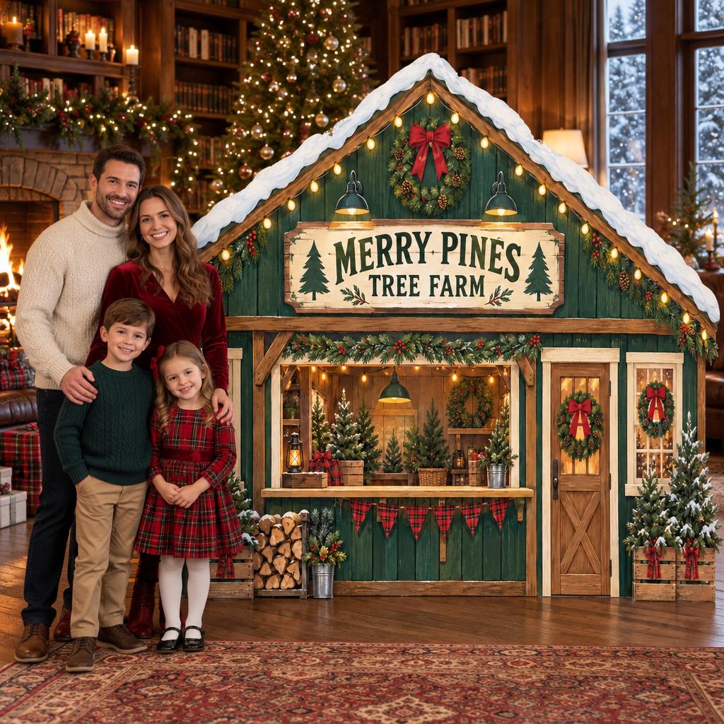 Green Rustic Christmas Tree Farm Storefront