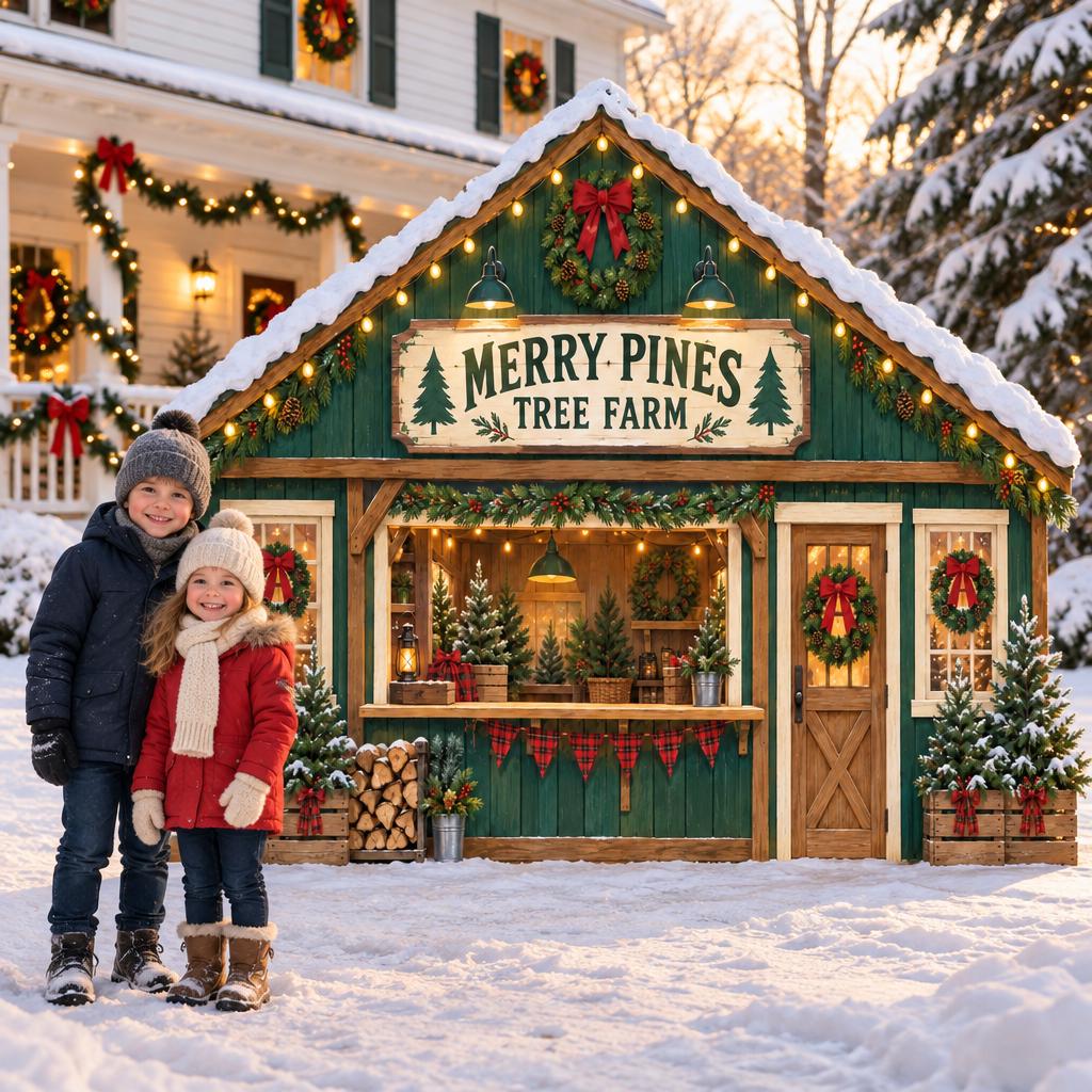 Green Rustic Christmas Tree Farm Storefront