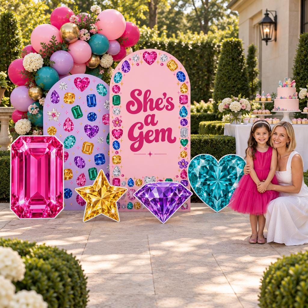Pink Jewel She's a Gem Birthday Arch Set