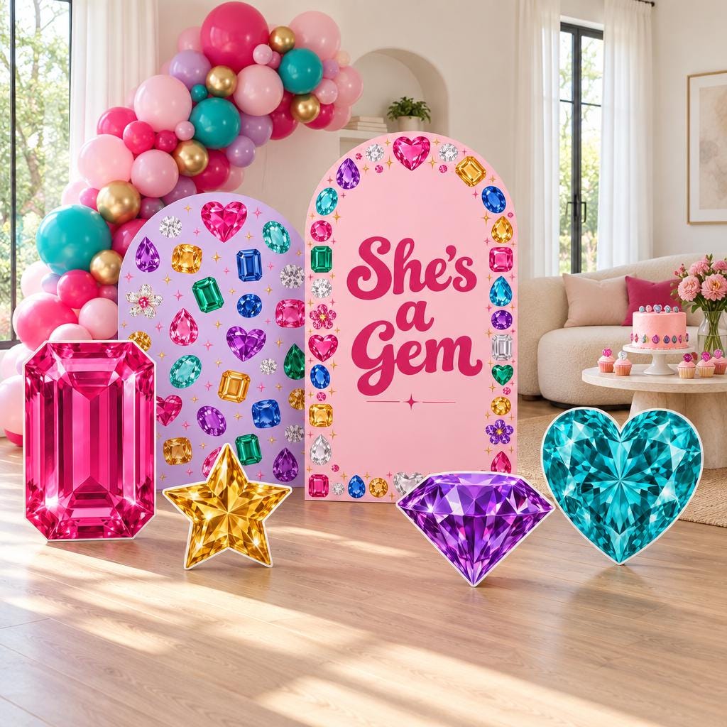 Pink Jewel She's a Gem Birthday Arch Set