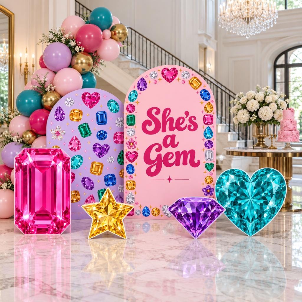 Pink Jewel She's a Gem Birthday Arch Set