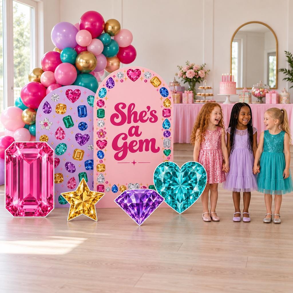 Pink Jewel She's a Gem Birthday Arch Set