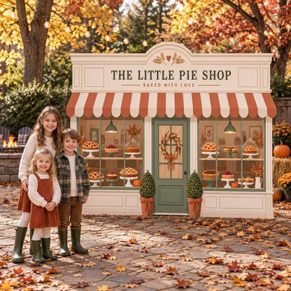 Fall Pie Shop Striped Awning Backdrop