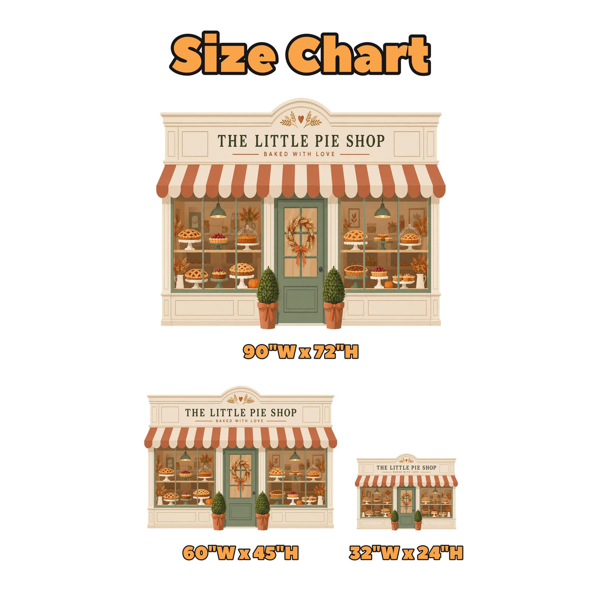 Fall Pie Shop Striped Awning Backdrop