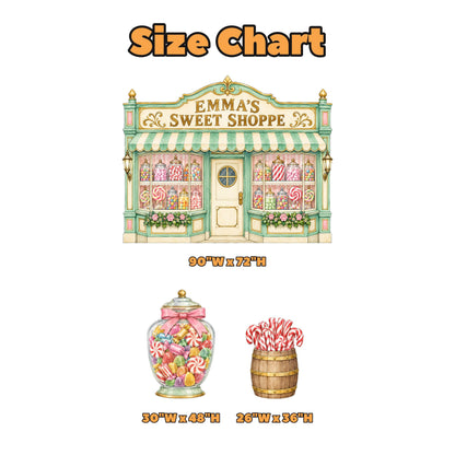 Mint Striped Awning Sweet Shoppe Backdrop