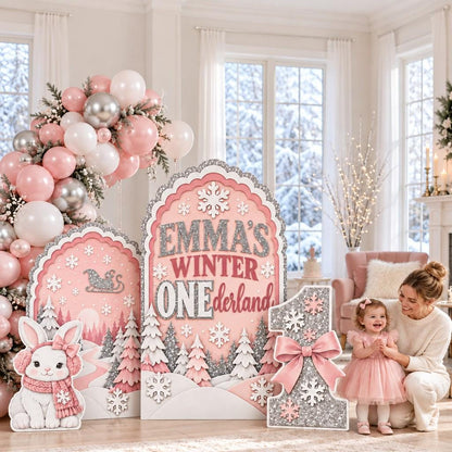 Pink Silver Glitter Winter Onederland Set