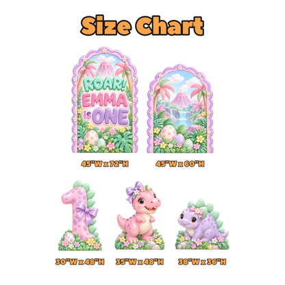 Pink Dino Roar First Birthday Arch Set