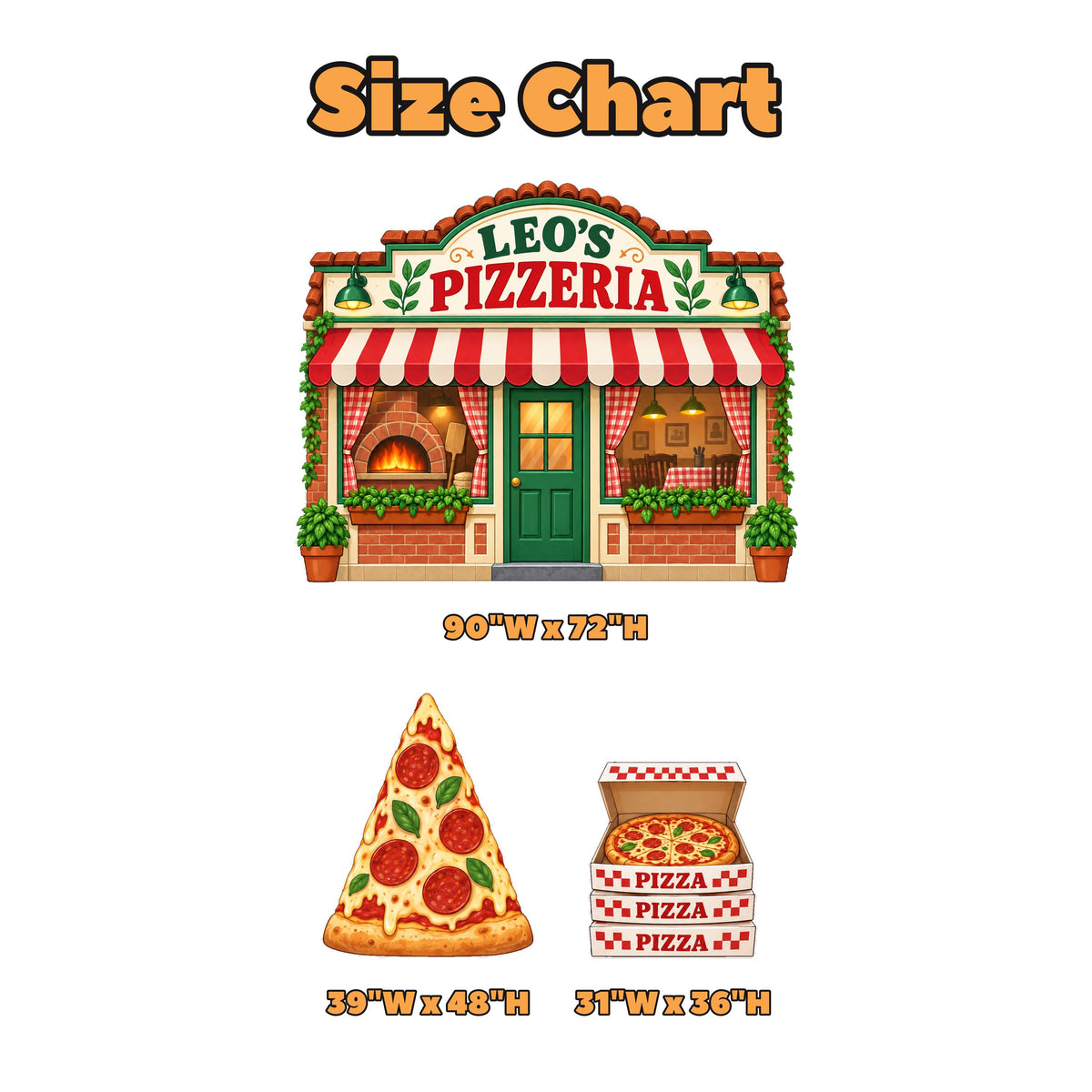 Red Striped Awning Pizzeria Backdrop Set
