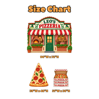 Red Striped Awning Pizzeria Backdrop Set