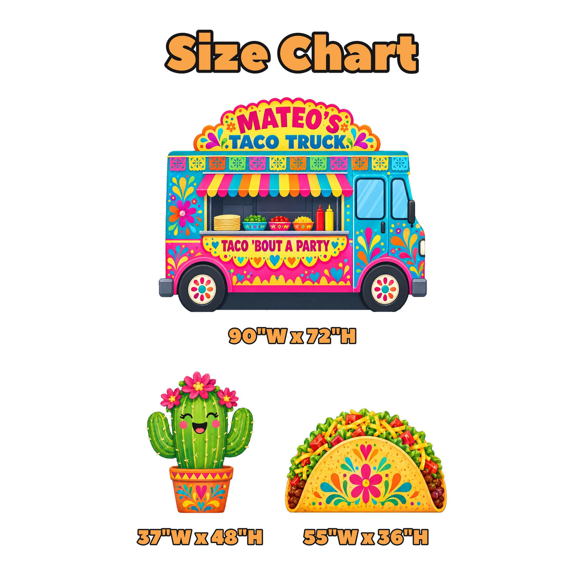Fiesta Folk Art Taco Truck Backdrop Set