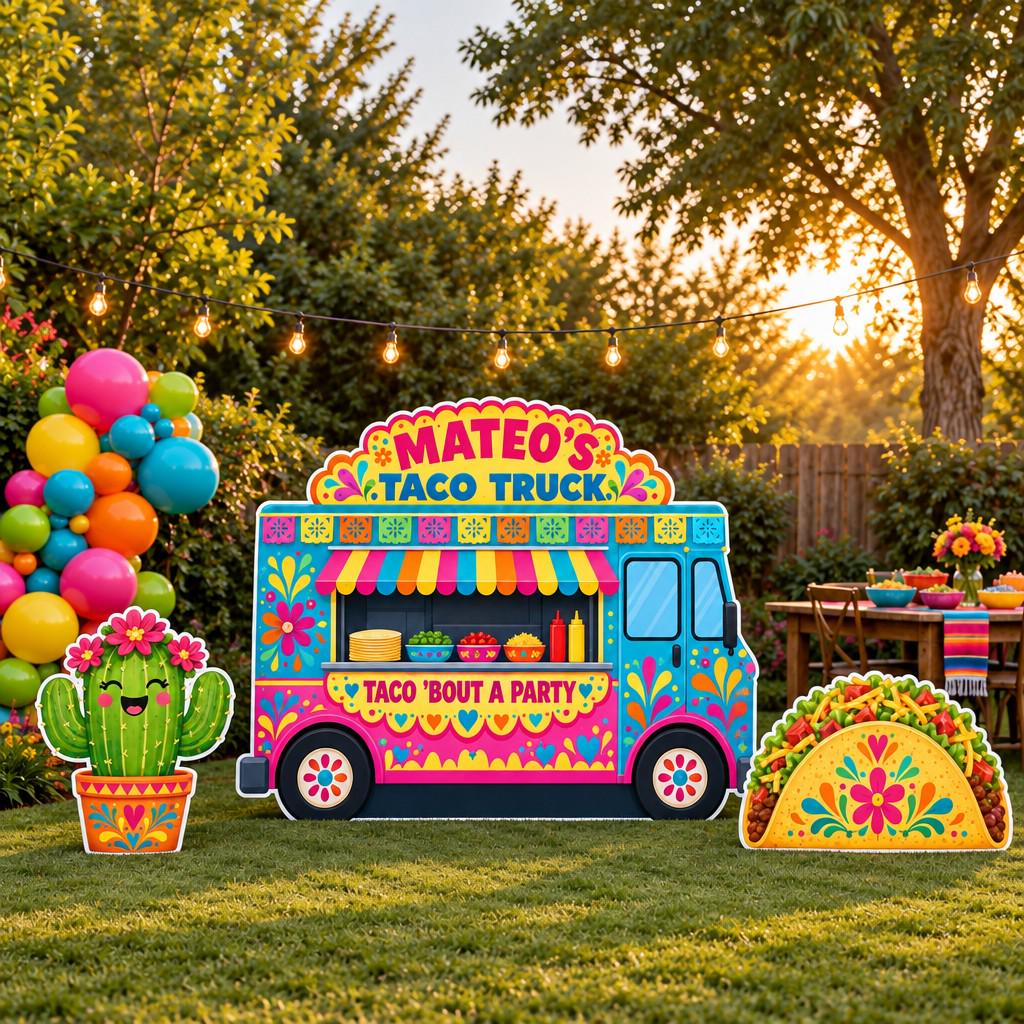 Fiesta Folk Art Taco Truck Backdrop Set