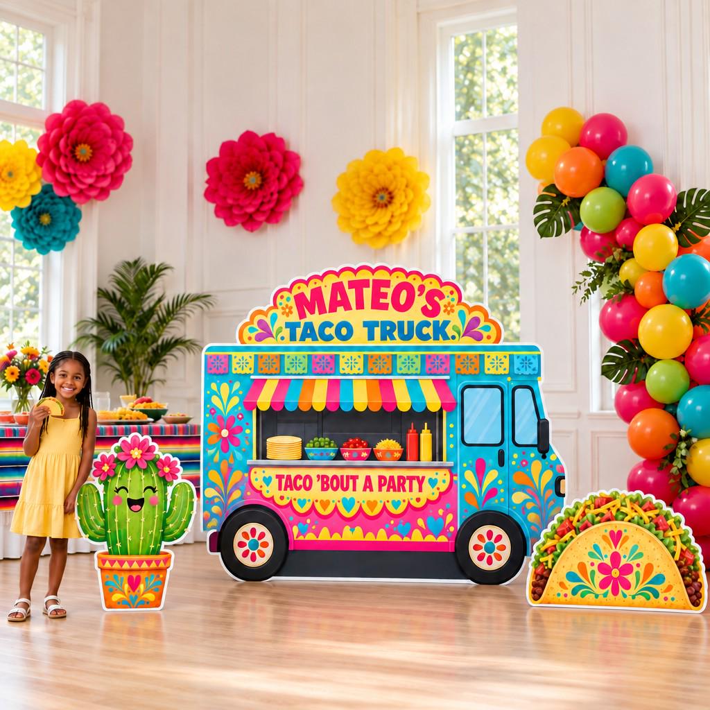 Fiesta Folk Art Taco Truck Backdrop Set