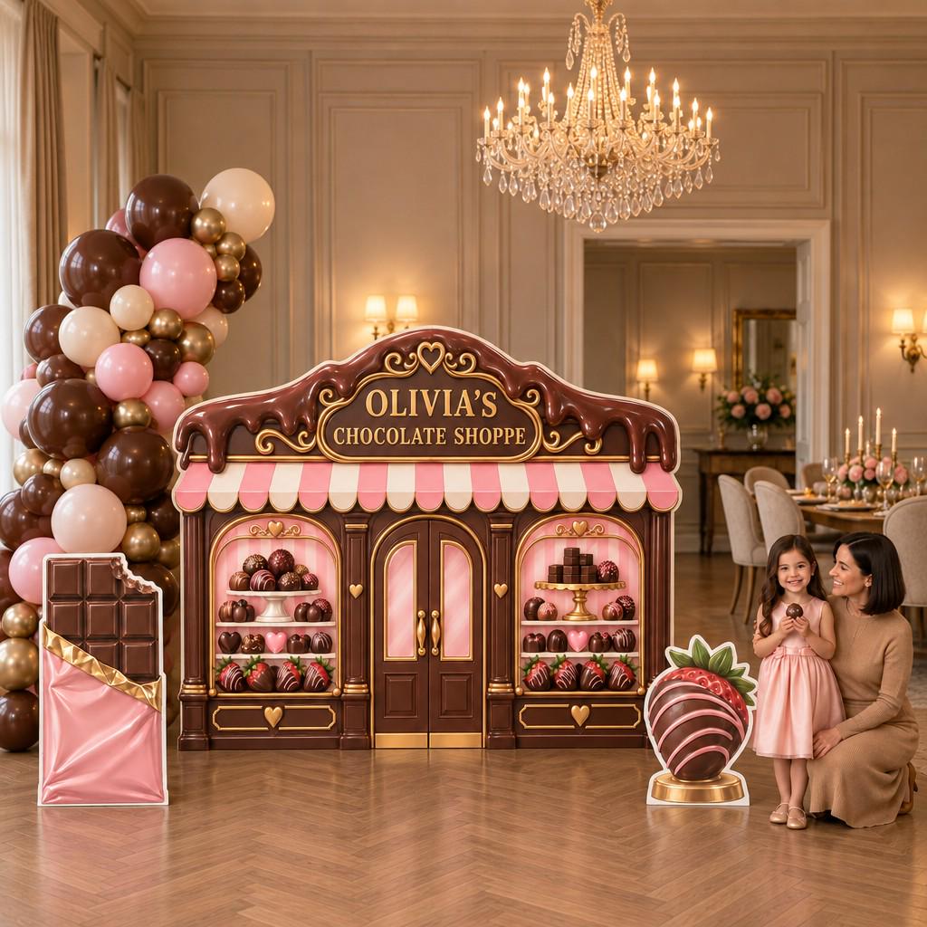 Chocolate Shoppe Storefront Backdrop Set